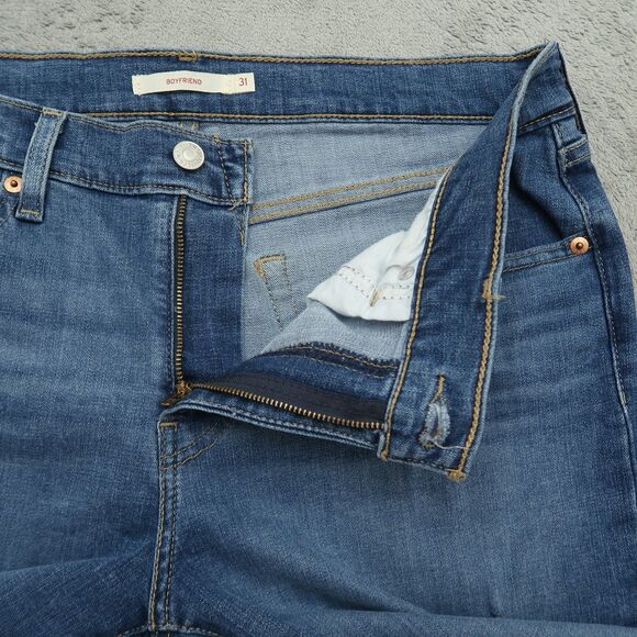 Levi's Jeans Women's Size 31 Blue Mid-Rise Boyfriend Denim 27" Inseam Distressed - Picture 3 of 16